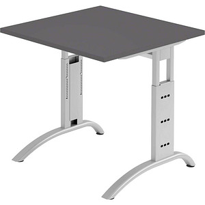 4032062321874 - FS08 höhenverstellbarer Schreibtisch grafit quadratisch C-Fuß-Gestell silber 800 x 800 cm 4032062321874 - FS08 höhenverstellbarer Schreibtisch grafit quadratisch C-Fuß-Gestell silber 800 x 800 cm