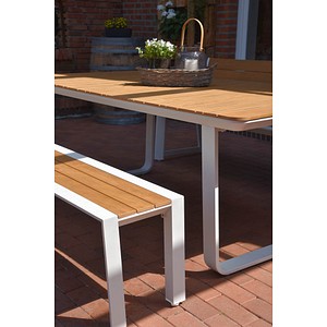 4041908137982 - Gartenbank VENICE 305473 weiß holz-optik natur Metall 1800 cm 4041908137982 Garden Pleasure