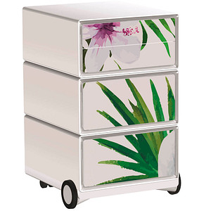 PAPERFLOW easyBox Tropical Rollcontainer weiß, bunt 4 Auszüge 39,0 x 43,6 x 64,2 cm