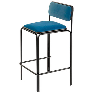 3660141959451 - Meet by Paperflow Barhocker Bistro Stahl mit Samtbezug Sitzhöhe 850 mm mit Rückenlehne B 485 x T 435 x H 1060 mm 2 Stück schwarz blau