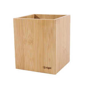 SIGEL Stiftehalter Eyestyle braun Bambus 9,2 x 9,2 x 10,6 cm