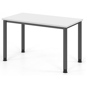 HAMMERBACHER HS612 Schreibtisch weiß rechteckig, 4-Fuß-Gestell grau 120,0 x 67,2 cm