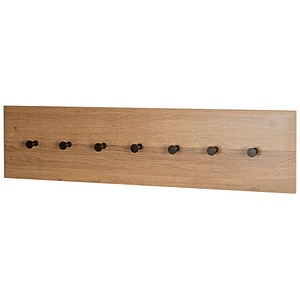 4001070371461 - Wandgarderobe HAKU 7 Haken mit jeweils 3 kg Tragkraft B 800 x T 50 x H 200 mm Holz Metall dunkles Eiche-Dekor schwarz