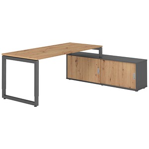 4032062332771 - Schreibtischkombination RSE19 höhenverstellbar 72-81cm (H) 160x80cm (BxT) rechteckig asteiche   graphit 4032062332771 Hammer