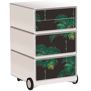 PAPERFLOW easyBox Tropical Rollcontainer weiß, bunt 4 Auszüge 39,0 x 43,6 x 64,2 cm