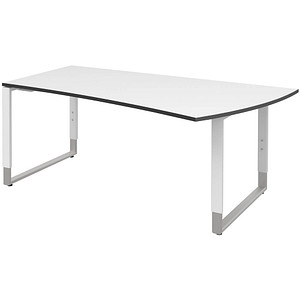 4059484224729 - röhr Imperia höhenverstellbarer Schreibtisch weiß Trapezform Kufen-Gestell weiß 1800 x 800 1000 cm