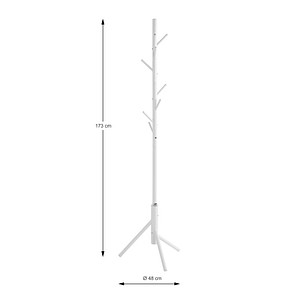 4001070523266 - Garderobenständer HAKU 8 Haken mit jeweils 5 kg Tragkraft Ø 480 x H 1730 mm Stahlrohr lackiert weiß