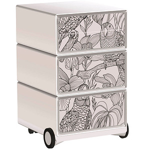 PAPERFLOW easyBox Tropical Rollcontainer weiß, bunt 4 Auszüge 39,0 x 43,6 x 64,2 cm