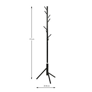 4001070525260 - Garderobenständer HAKU 8 Haken mit jeweils 5 kg Tragkraft Ø 480 x H 1730 mm Stahlrohr lackiert schwarz