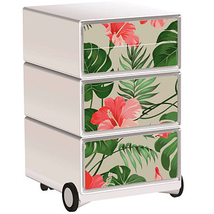 PAPERFLOW easyBox Tropical Rollcontainer weiß, bunt 4 Auszüge 39,0 x 43,6 x 64,2 cm