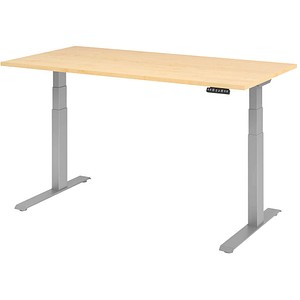 HAMMERBACHER XDKB16 elektrisch höhenverstellbarer Schreibtisch ahorn rechteckig, C-Fuß-Gestell silber 160,0 x 80,0 cm