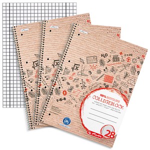 4006144037991 - Collegeblock 400153863 Recycling Schule Lineatur 28   kariert mit Rand innen außen A4 70g beige 80 Blatt 4006144037991 Lan 3 Stück