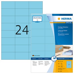 2.400 HERMA Etiketten 4408 blau 70,0 x 37,0 mm