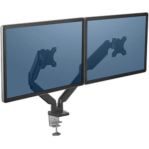 Fellowes Monitor-Halterung Platinum Series 8042501 schwarz für 2 Monitore, Tischklemme, Tischbohrung
