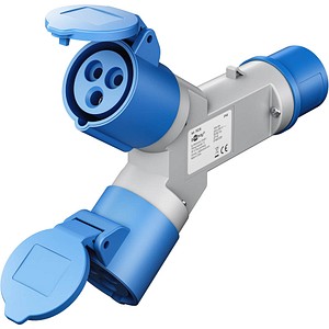 CEE-Adapter, Stecker auf 2X CEE-Kupplung, IP44, tragbar, für Wohnwagen - Bild 3