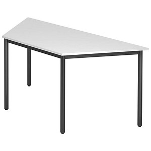 HAMMERBACHER Konferenztisch Trapezform Stahl/Holz 160x72cm Weiß Schwarz