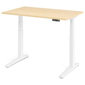HAMMERBACHER XBHM12 elektrisch höhenverstellbarer Schreibtisch ahorn rechteckig, C-Fuß-Gestell weiß 120,0 x 80,0 cm