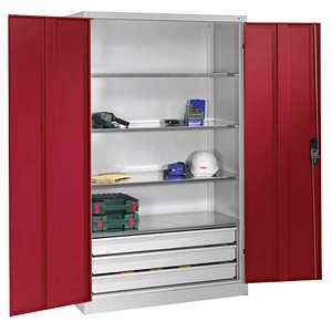4067521607022 - Werkstattschrank 8931-503 Stahl abschließbar 4 OH 120 x 195 x 50 cm rot lichtgrau 4067521607022 C+P-Möbel