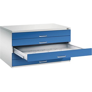 4068427255904 - Zeichnungsschrank DIN A0 5 Schubladen Höhe 760 mm lichtgrau   enzianblau C+P