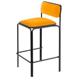 3660141959468 - Meet by Paperflow Barhocker Bistro Stahl mit Samtbezug Sitzhöhe 850 mm mit Rückenlehne B 485 x T 435 x H 1060 mm 2 Stück schwarz Safran