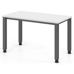HAMMERBACHER QS612 Schreibtisch weiß rechteckig, 4-Fuß-Gestell grau 120,0 x 67,2 cm