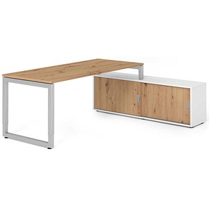 4032062332757 - Schreibtischkombination RSE19 höhenverstellbar  rechteckig asteiche   silber 4032062332757 Hammerbacher