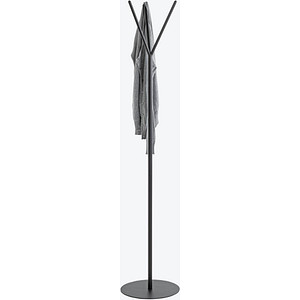 4001070475992 - Garderobenständer HAKU 3 Haken Gesamttragkraft 25 kg Fußplatte Ø 350 x H 1730 mm Stahlrohr pulverbeschichtet Metall schwarz