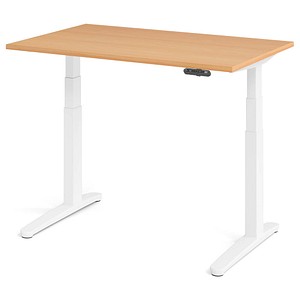 HAMMERBACHER XBHM12 elektrisch höhenverstellbarer Schreibtisch buche rechteckig, C-Fuß-Gestell weiß 120,0 x 80,0 cm