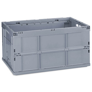 4052025924935 - Profi Klappbox stabil Gewerbe hochwertiger Kunststoff Qualität 60L Kiste hbt 315 x 585 x 40 cm grau - Relaxdays