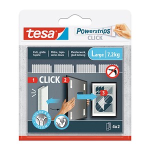 Tesa Klebepads 77722-00000-00 Powerstrips Click Large, 4x 2 Stück, 2x8,5cm (BxL), wiederablösbar 4063565401237 Tesa