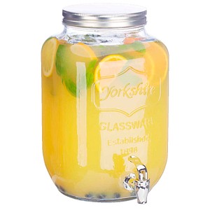 RELAXDAYS Getränkespender Glas Kunststoff Edelstahl 8 L Transparent