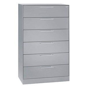 4064615071219 - Karteischrank ASISTO Höhe 1292 mm mit 6 Schüben DIN A5 quer weißaluminium weißaluminium C+P