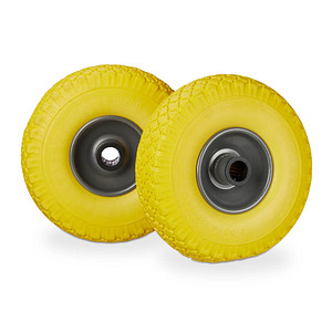 relaxdays Sackkarrenräder luftbereift gelb, grau Stahl Felgen, Achse 2,5 cm