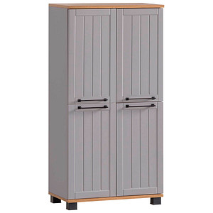 MÖBELPARTNER Badschrank Jelda 154235 platingrau, eiche-landhaus 59,8 x 32,6 x 116,9 cm