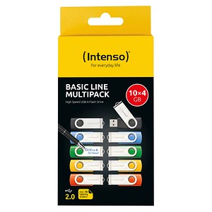 Intenso USB-Sticks Basic Line blau, gelb, grün, orange, schwarz 4 GB, 10 St.