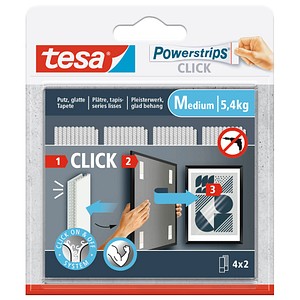 tesa Powerstrips MEDIUM Click Klebestreifen für max. 5,4 kg, 2,0 x 8,0 cm, 4 St.