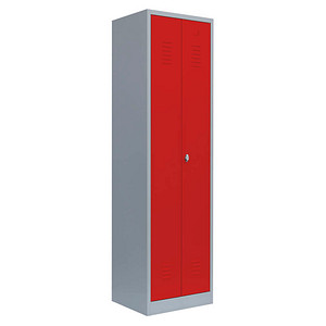 4061815545113 - Putzmittelschrank 510724 feuerrot lichtgrau 600 x 500 x 1800 cm aufgebaut  4061815545113 LÜLLMANN