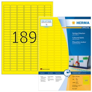 18.900 HERMA Etiketten 4237 gelb 25,4 x 10,0 mm