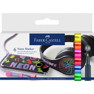 FABER-CASTELL Neon Permanentmarker farbsortiert 1,5 mm, 6 St.