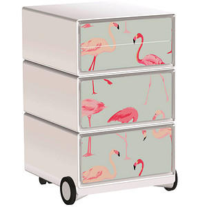 PAPERFLOW easyBox Tropical Rollcontainer weiß, bunt 4 Auszüge 39,0 x 43,6 x 64,2 cm