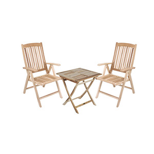 4041908121363 - 3tlg Teak Tischgruppe Gartenmöbel Gartentisch Stuhl Garten Stapelstuhl Tisch