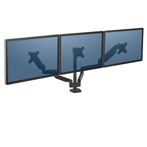 Fellowes Monitor-Halterung Platinum Series 8042601 schwarz für 3 Monitore, Tischklemme, Tischbohrung