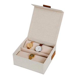 LOVE !T STORE !T Premium Uhrenbox beige 16,5 x 16,5 x 7,0 cm, 1 St.