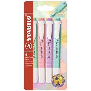 Stabilo Textmarker-Set swing cool, 275/4-08, Etui, pastell 4-farbig sortiert, 1-4mm Keilspitze 4006381527422 Stabilo 4 Stück
