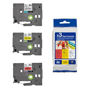 3 brother Beschriftungsbänder TZe-31M3 TZE31M3, 12 mm farbig sortiert