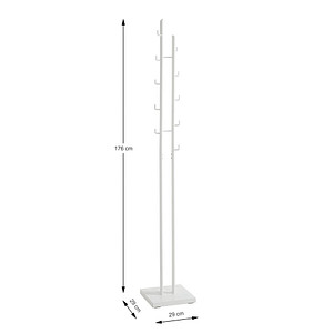 4001070213532 - Garderobenständer HAKU 8 Haken mit jeweils 5 kg Tragkraft Fußplatte B 290 x T 290 x H 1760 mm Stahlrohr pulverbeschichtet Metall weiß