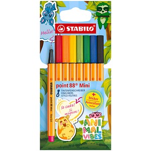 4006381625630 - STABILO point 88 Mini Animal Vibes  Fineliner farbsortiert 04 mm 8 St