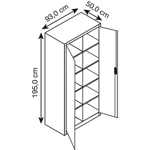 4064615116071 - Materialschrank aus Stahlblech 8 Fachböden HxBxT 1950 x 930 x 500 mm lichtgrau 4064615116071 - Materialschrank aus Stahlblech 8 Fachböden HxBxT 1950 x 930 x 500 mm lichtgrau