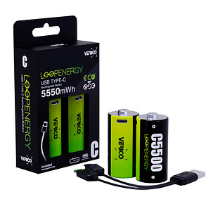 2 VERICO USB-Akkus mit Ladekabel LoopEnergy Baby C Baby C