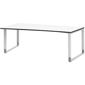 4059484224705 - röhr Imperia höhenverstellbarer Schreibtisch weiß Trapezform Kufen-Gestell weiß 2000 x 800 1000 cm
